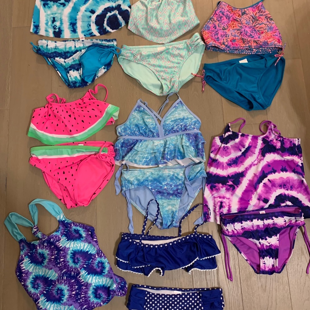 Justice, Cat & Jack, & Target bathing suits. Lot 8